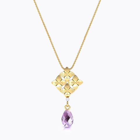 Dew Drop Amethyst Gemstone Pendant Diamond,Gemstone Pendants 18 Karat Yellow Gold Dew Drop Amethyst Gemstone Pendant