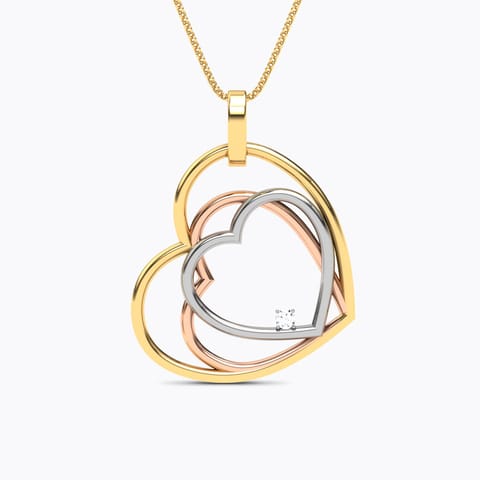 Triple Heart Diamond Pendant Diamond Pendants 18 Karat Three Tone Gold Triple Heart Diamond Pendant