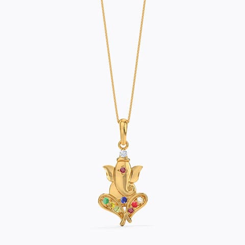 Vinayak Gemstone Pendant Diamond,Gemstone Pendants 18 Karat Yellow Gold Vinayak Gemstone Pendant