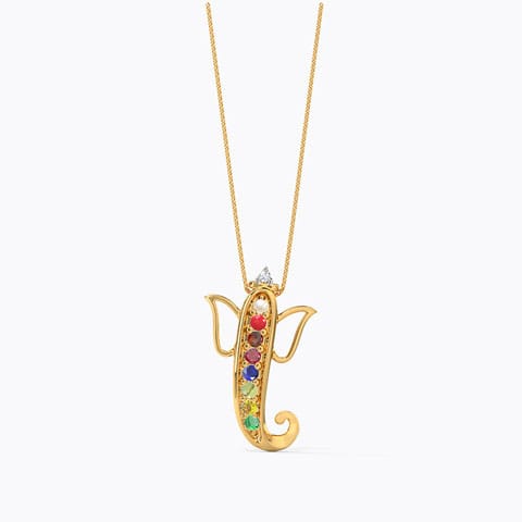 Jai Ganesh Gemstone Pendant Diamond,Gemstone Pendants 18 Karat Yellow Gold Jai Ganesh Gemstone Pendant