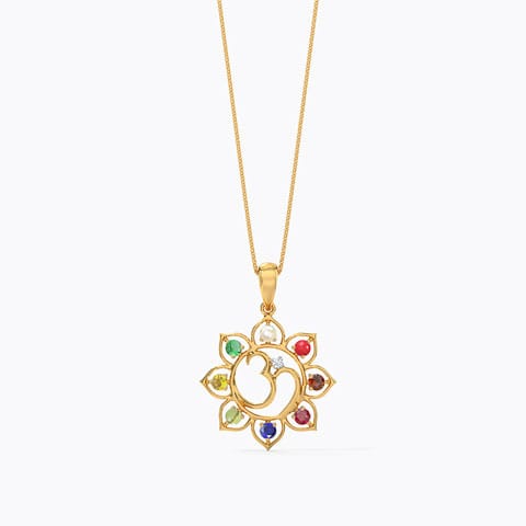Ashtadal Gemstone Pendant Diamond,Gemstone Pendants 18 Karat Yellow Gold Ashtadal Gemstone Pendant