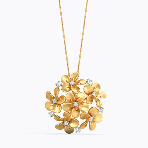 Plumeria Cluster Diamond Pendant Diamond Pendants 18 Karat Yellow Gold Plumeria Cluster Diamond Pendant