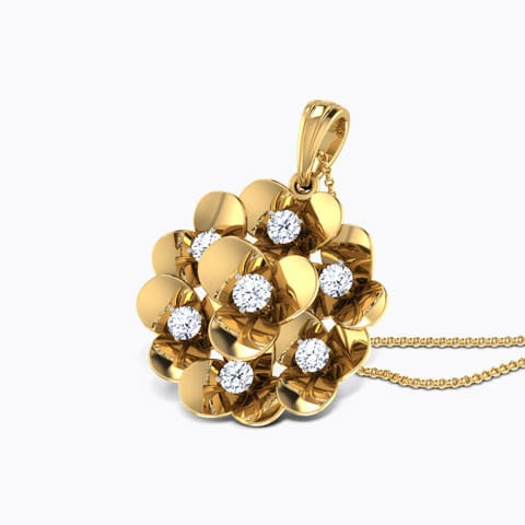 Bloom Floral Diamond Pendant Diamond Pendants 18 Karat Yellow Gold Bloom Floral Diamond Pendant