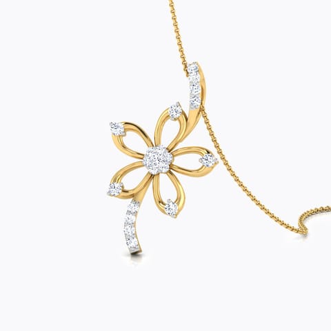 Lily Flower Diamond Pendant Diamond Pendants 18 Karat Yellow Gold Lily Flower Diamond Pendant