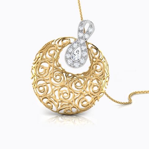 Lisa Trellis Diamond Pendant Diamond Pendants 18 Karat Two Tone Gold Lisa Trellis Diamond Pendant