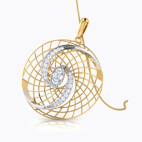 Abra Trellis Diamond Pendant Diamond Pendants 18 Karat Two Tone Gold Abra Trellis Diamond Pendant