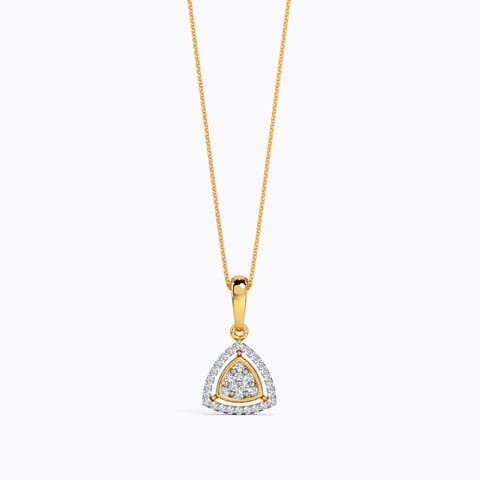 Daisy Triangle Halo Diamond Pendant Diamond Pendants 18 Karat Yellow Gold Daisy Triangle Halo Diamond Pendant