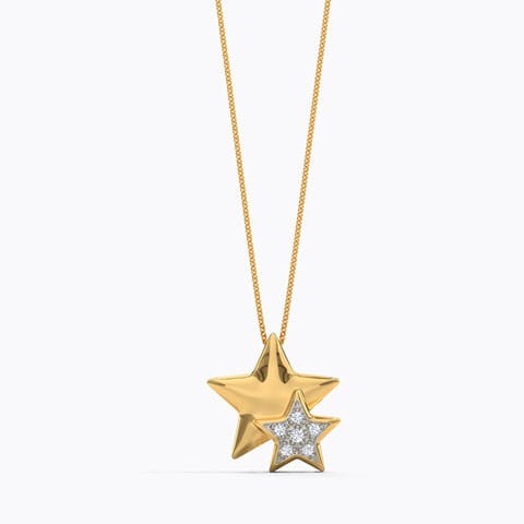 Star on a Star Diamond Pendant Diamond Pendants 18 Karat Yellow Gold Star on a Star Diamond Pendant