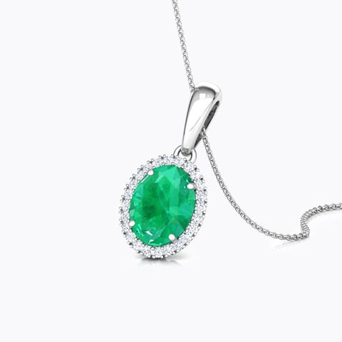 Forest Halo Gemstone Pendant Diamond,Gemstone Pendants 18 Karat White Gold Forest Halo Gemstone Pendant