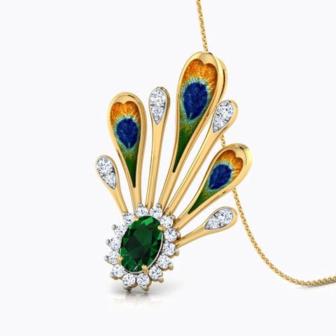 Supreme Peacock Gemstone Pendant Diamond,Gemstone Pendants 18 Karat Yellow Gold Supreme Peacock Gemstone Pendant