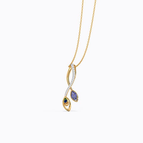Entwined Peacock Gemstone Pendant Diamond,Gemstone Pendants 18 Karat Yellow Gold Entwined Peacock Gemstone Pendant