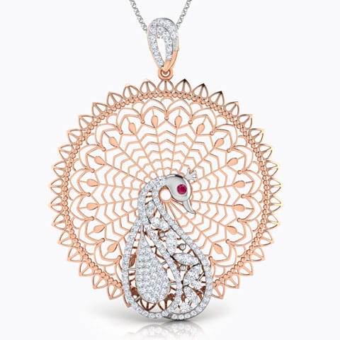 Elegance Trellis Gemstone Pendant Diamond,Gemstone Pendants 18 Karat Rose Gold Elegance Trellis Gemstone Pendant