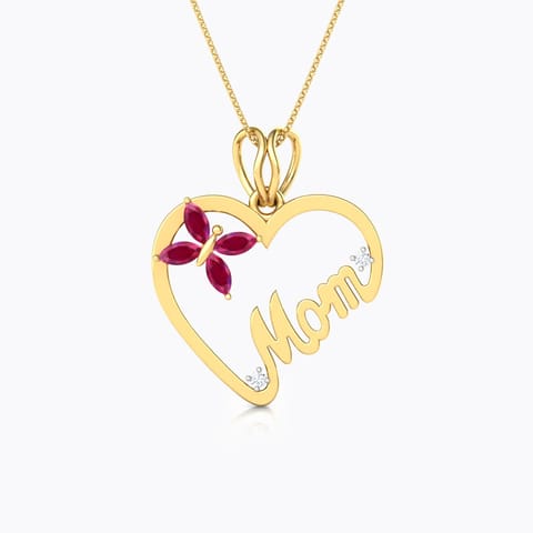 Mother's Heart Gemstone Pendant Diamond,Gemstone Pendants 18 Karat Yellow Gold Mother's Heart Gemstone Pendant