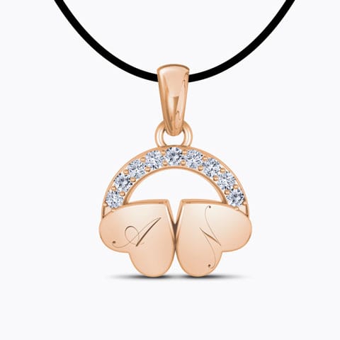 Dual Heart Engraved Diamond Pendant Diamond Pendants 18 Karat Rose Gold Dual Heart Engraved Diamond Pendant