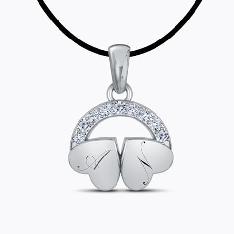 Dual Heart Engraved Diamond Pendant Diamond Pendants 14 Karat White Gold Dual Heart Engraved Diamond Pendant