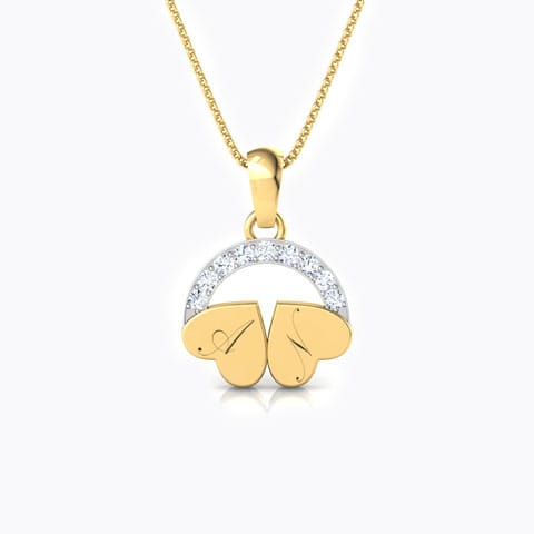 Dual Heart Engraved Diamond Pendant Diamond Pendants 18 Karat Yellow Gold Dual Heart Engraved Diamond Pendant