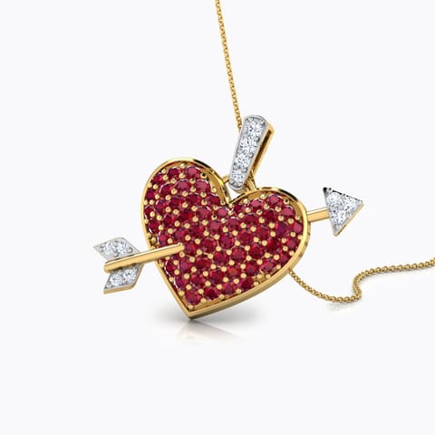 Arrow and Heart Gemstone Pendant Diamond,Gemstone Pendants 18 Karat Yellow Gold Arrow and Heart Gemstone Pendant