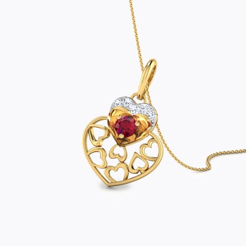 Alluring Heart Gemstone Pendant Diamond,Gemstone Pendants 18 Karat Yellow Gold Alluring Heart Gemstone Pendant
