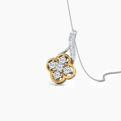 Modest Flower Diamond Pendant Diamond Pendants 18 Karat Two Tone Gold Modest Flower Diamond Pendant