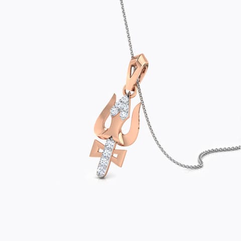 Shiva Trishul Diamond Pendant Diamond Pendants 18 Karat Rose Gold Shiva Trishul Diamond Pendant