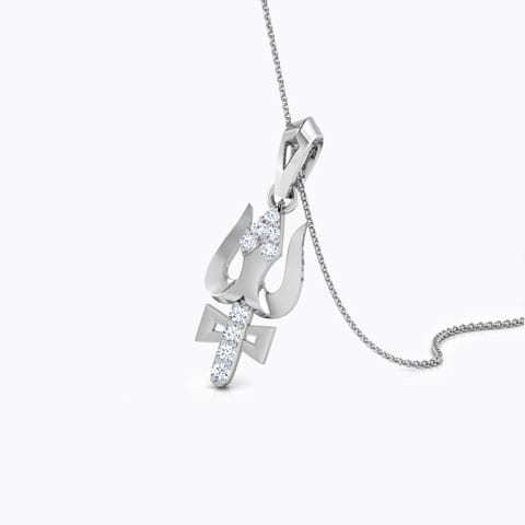 Shiva Trishul Diamond Pendant Diamond Pendants 18 Karat White Gold Shiva Trishul Diamond Pendant