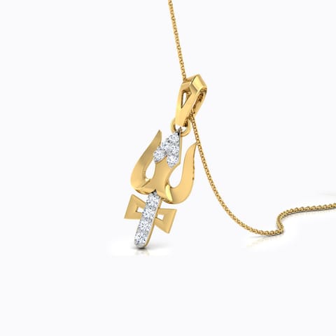 Shiva Trishul Diamond Pendant Diamond Pendants 18 Karat Yellow Gold Shiva Trishul Diamond Pendant