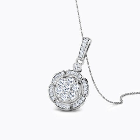 Scallop Cluster Diamond Pendant Diamond Pendants 18 Karat White Gold Scallop Cluster Diamond Pendant