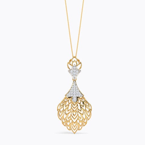 Batino Diamond Leaf Pendant Diamond Pendants 18 Karat Yellow Gold Batino Diamond Leaf Pendant