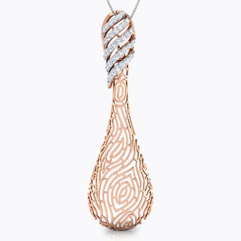 Lupine Wood Grain Diamond Pendant Diamond Pendants 14 Karat Rose Gold Lupine Wood Grain Diamond Pendant