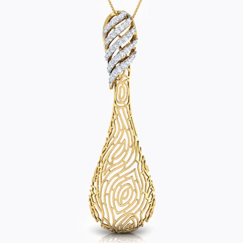Lupine Wood Grain Diamond Pendant Diamond Pendants 18 Karat Yellow Gold Lupine Wood Grain Diamond Pendant