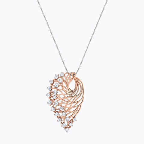 Alder Root Diamond Pendant Diamond Pendants 14 Karat Rose Gold Alder Root Diamond Pendant