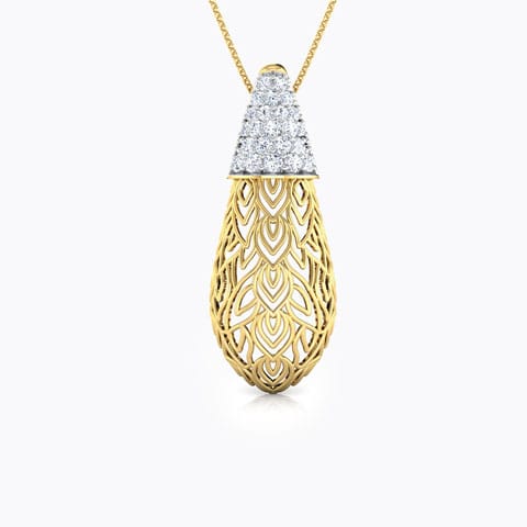 Bodhi Leaf Diamond Pendant Diamond Pendants 18 Karat Yellow Gold Bodhi Leaf Diamond Pendant