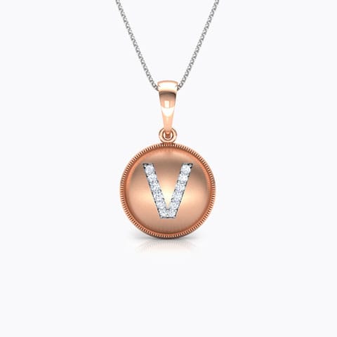 Alphabet V Diamond Pendant Diamond Pendants 18 Karat Rose Gold Alphabet V Diamond Pendant