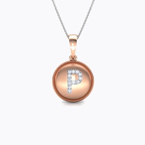 Alphabet P Diamond Pendant Diamond Pendants 18 Karat Rose Gold Alphabet P Diamond Pendant