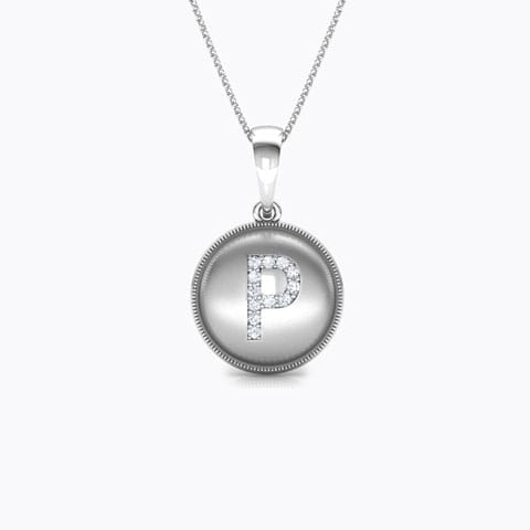 Alphabet P Diamond Pendant Diamond Pendants 18 Karat White Gold Alphabet P Diamond Pendant