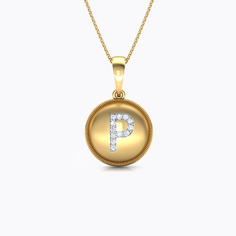 Alphabet P Diamond Pendant Diamond Pendants 18 Karat Yellow Gold Alphabet P Diamond Pendant