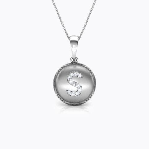 Alphabet S Diamond Pendant Diamond Pendants 14 Karat White Gold Alphabet S Diamond Pendant