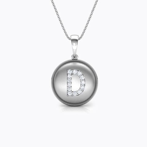 Alphabet D Diamond Pendant Diamond Pendants 18 Karat White Gold Alphabet D Diamond Pendant