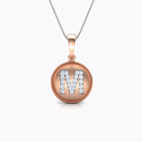 Alphabet M Diamond Pendant Diamond Pendants 18 Karat Rose Gold Alphabet M Diamond Pendant
