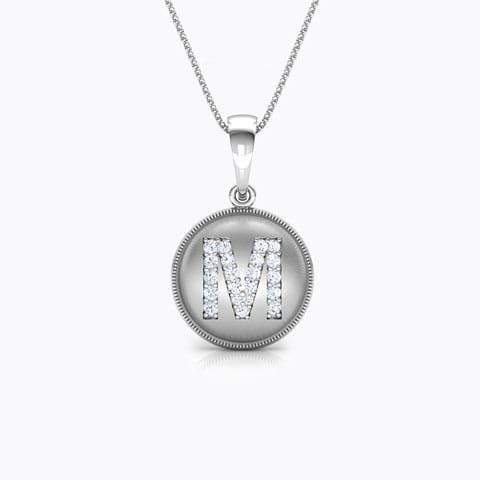 Alphabet M Diamond Pendant Diamond Pendants 18 Karat White Gold Alphabet M Diamond Pendant