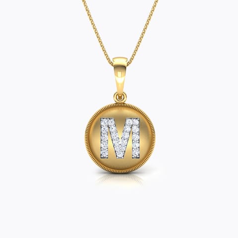 Alphabet M Diamond Pendant Diamond Pendants 18 Karat Yellow Gold Alphabet M Diamond Pendant