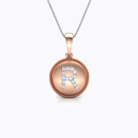 Alphabet R Diamond Pendant Diamond Pendants 18 Karat Rose Gold Alphabet R Diamond Pendant