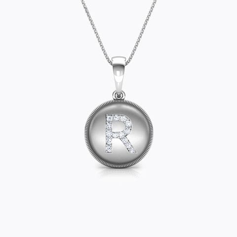 Alphabet R Diamond Pendant Diamond Pendants 18 Karat White Gold Alphabet R Diamond Pendant
