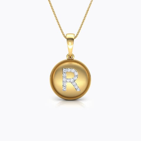 Alphabet R Diamond Pendant Diamond Pendants 18 Karat Yellow Gold Alphabet R Diamond Pendant