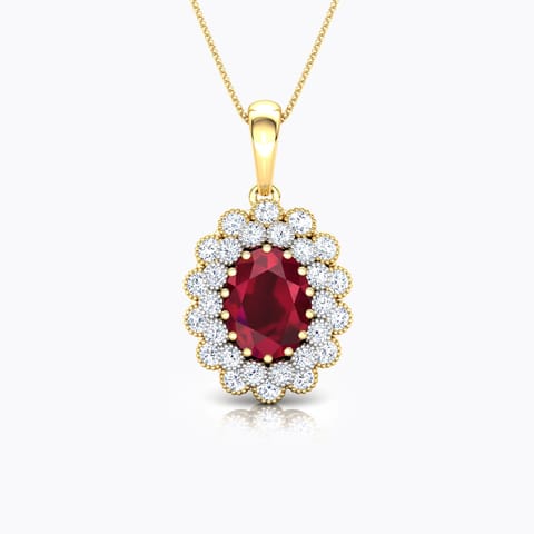 Bloom Scallop Gemstone Pendant Diamond,Gemstone Pendants 18 Karat Yellow Gold Bloom Scallop Gemstone Pendant