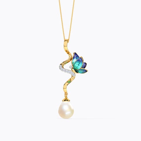 Ribbon Drop Butterfly Diamond Pendant Diamond,Gemstone Pendants 18 Karat Yellow Gold Ribbon Drop Butterfly Diamond Pendant