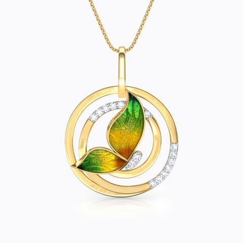 Swirl Green Butterfly Diamond Pendant Diamond Pendants 18 Karat Yellow Gold Swirl Green Butterfly Diamond Pendant