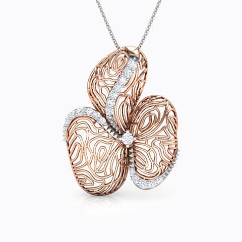 Maple Wood Grain Diamond Pendant Diamond Pendants 18 Karat Rose Gold Maple Wood Grain Diamond Pendant