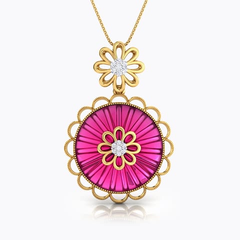 Rambagh Dome Gemstone Pendant Diamond,Gemstone Pendants 18 Karat Yellow Gold Rambagh Dome Gemstone Pendant