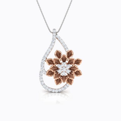 Dahlia Curve Diamond Pendant Diamond Pendants 18 Karat Rose Gold Dahlia Curve Diamond Pendant